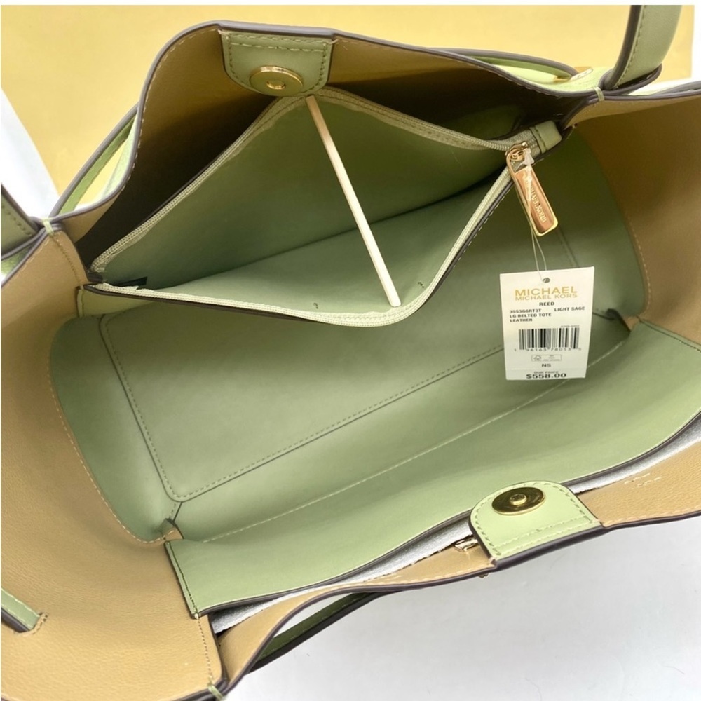Michael Kors Reed Large Tote Shoulder Bag Light Sage - Picture 6 of 11